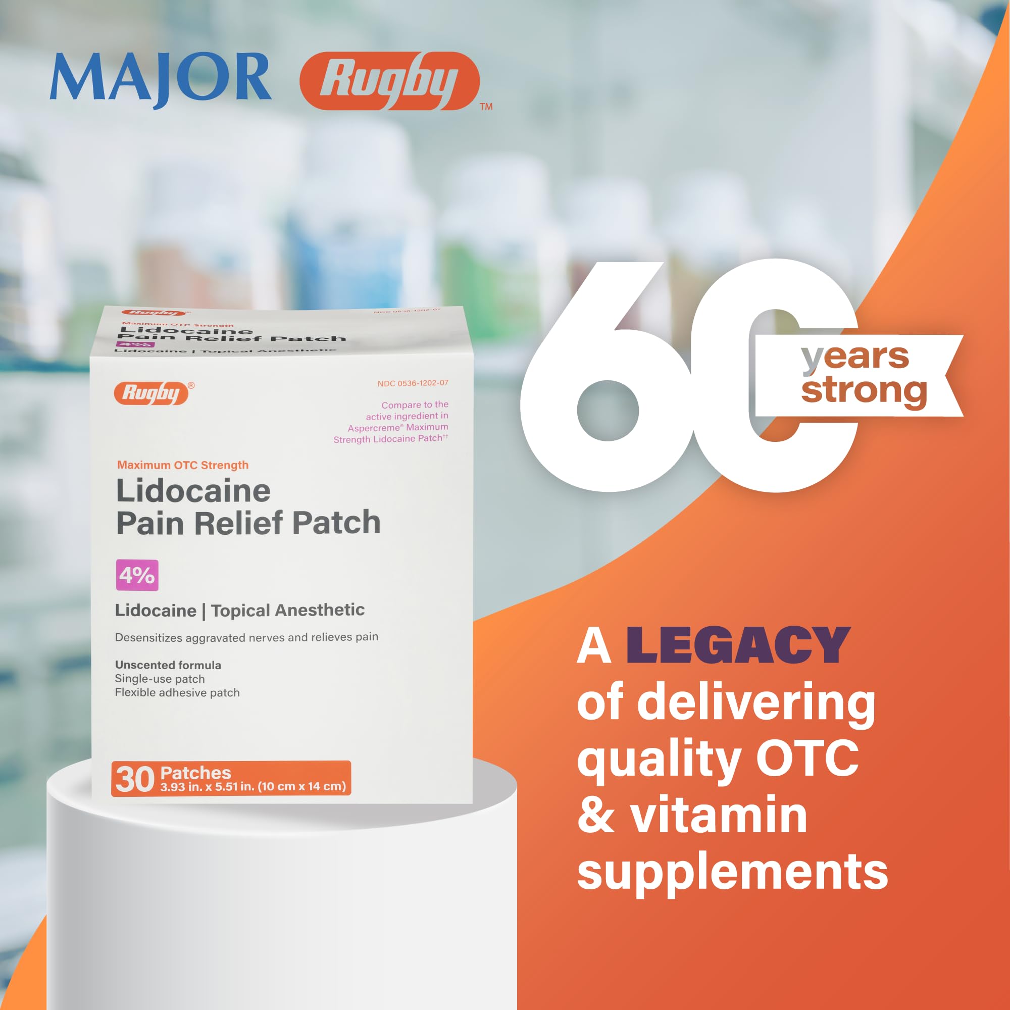 Rugby Lidocaine patch disposal indicating single-use design