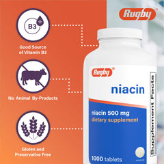 Rugby Niacin 500mg tablet in hand for daily use