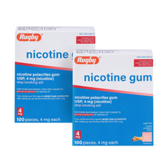 Rugby Nicotine Gum 4mg Cinnamon box front shows product and flavor for quick cravings.