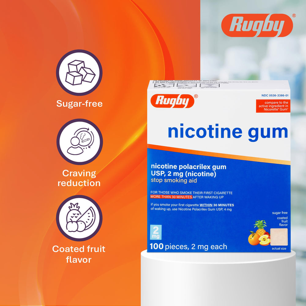 Chewing a piece of Rugby gum for on-the-go craving control.