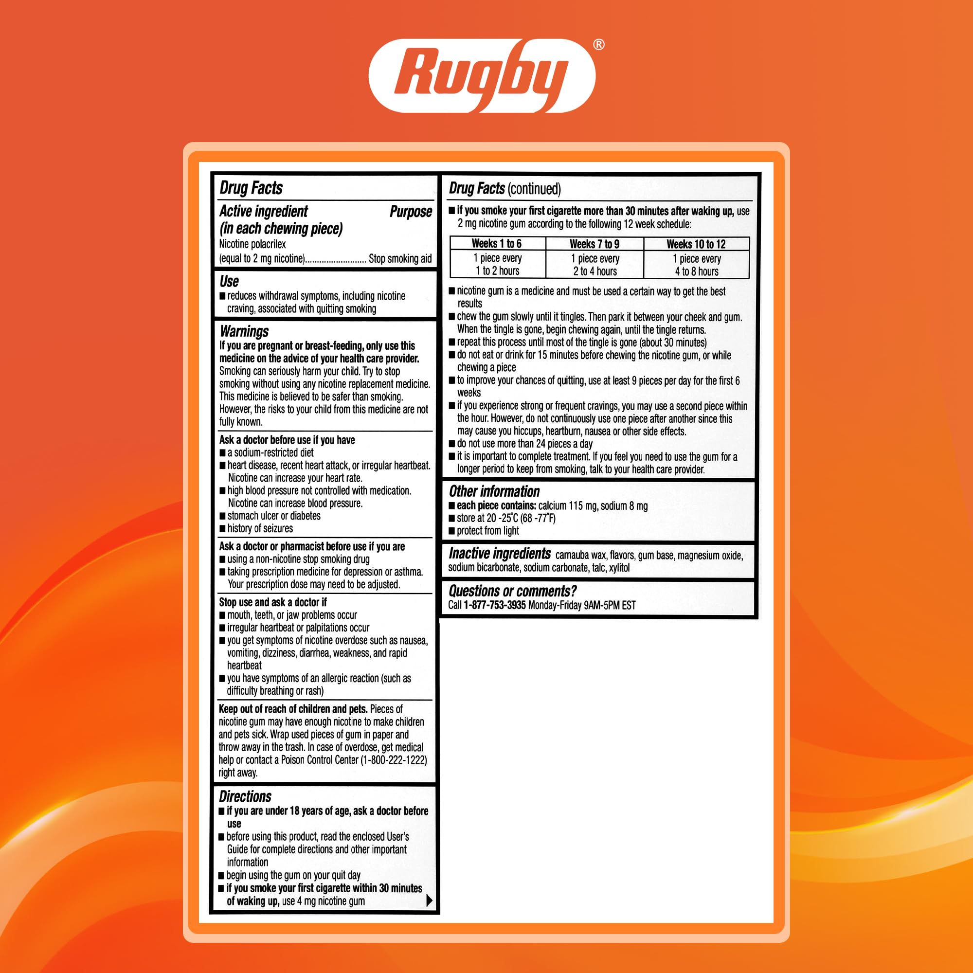 Rugby polacrilex gum supports gradual reduction over a 12-week plan.