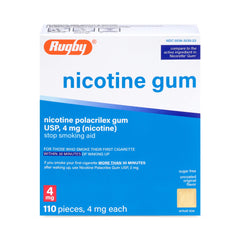 Rugby Polacrilex 4mg gum original flavor 110-count pack for craving support