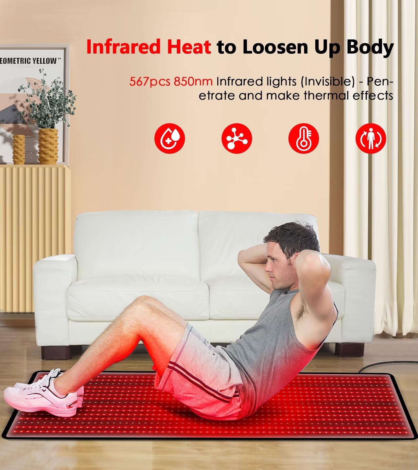 RUISQM large 63x22.44 inch pad enabling full-body warmth during use.