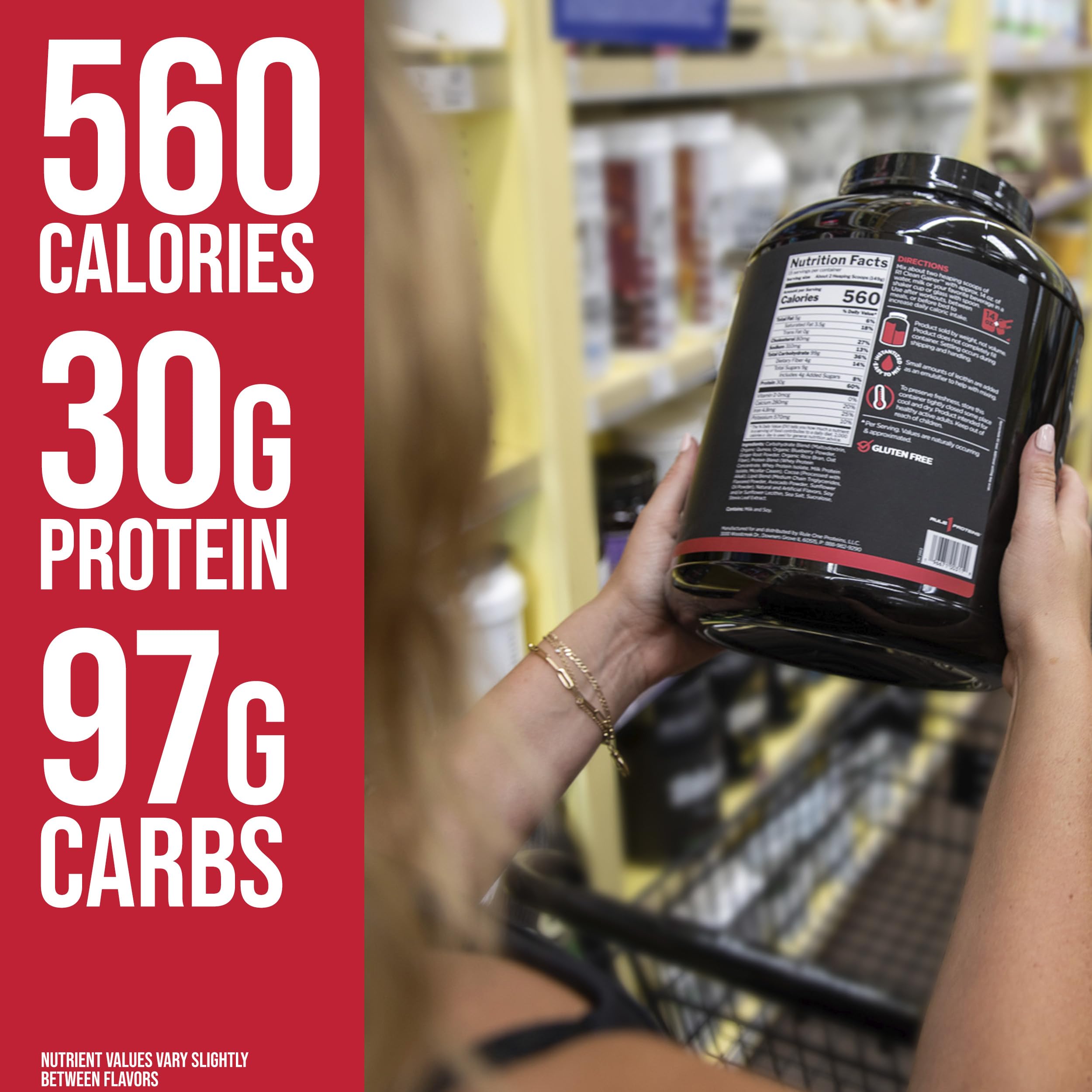 Rule 1 Clean Gainer shake being poured after blending for post-workout energy.