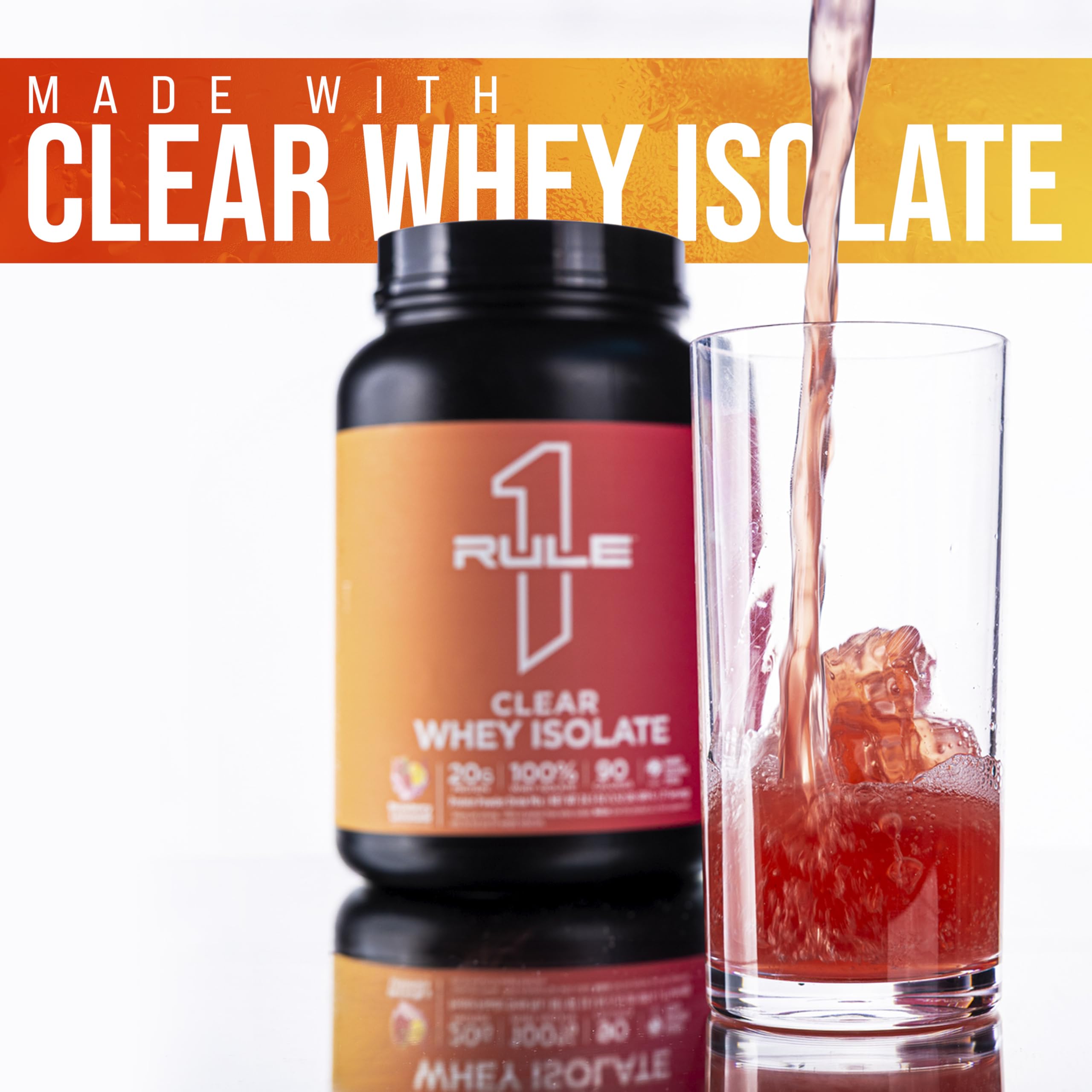 Rule 1 Clear Whey Isolate mixing bottle shows easy blending and a refreshing flavor.