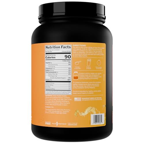 Rule 1 Clear Whey Isolate peach mango shake ready to refresh after training sessions.