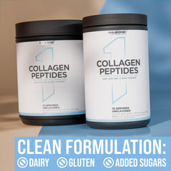 Rule 1 Collagen Peptides Vitamin C 100% DV on label for daily support