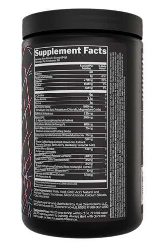 Rule 1 PreLIFT scoop in hand for precise pre-workout dosing.