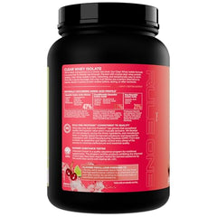 Label detail shows 20g protein per serving with zero sugar in a sleek bottle.