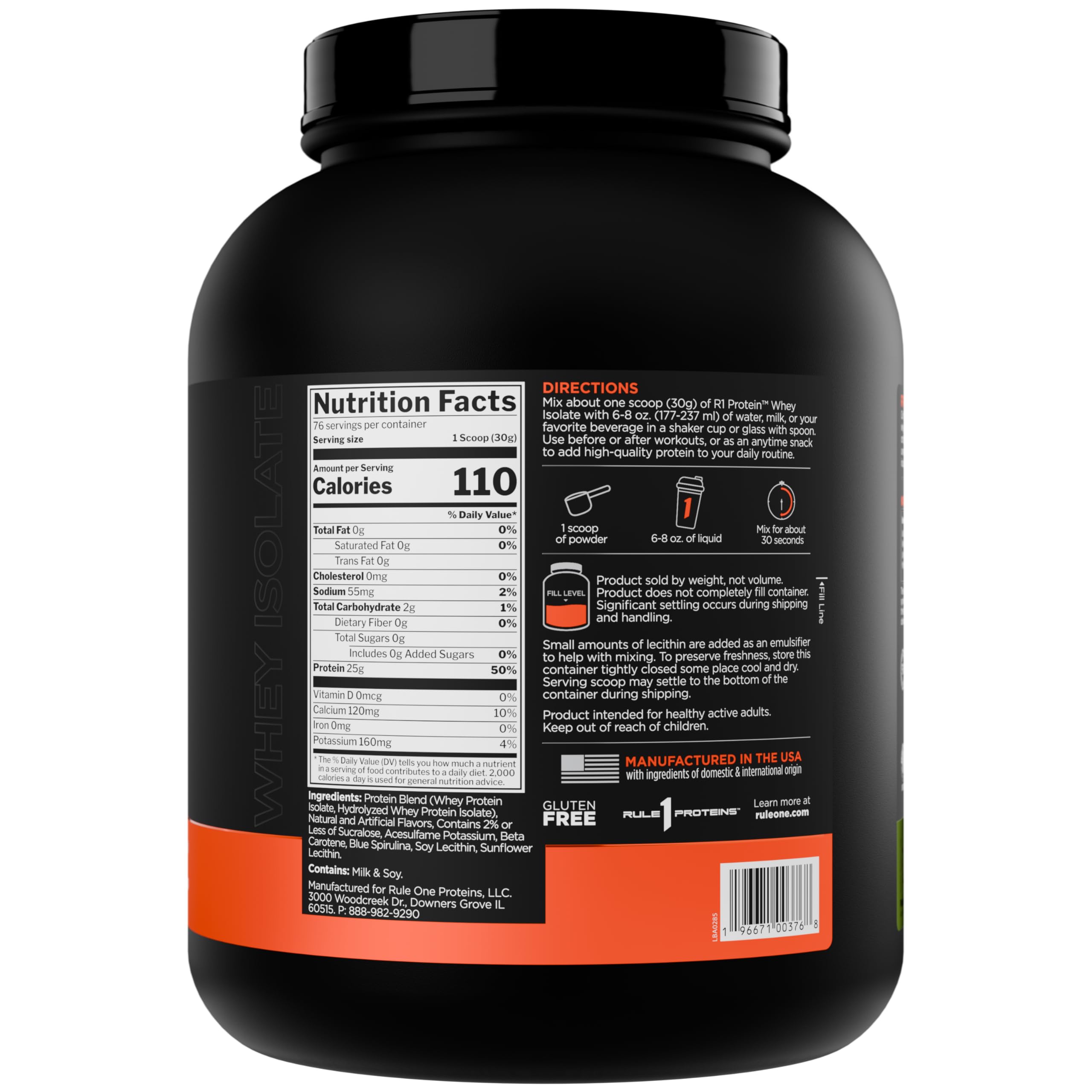 Rule 1 Proteins R1 scoop included for precise serving size.