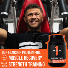 Rule 1 R1 Whey Isolate nutrition facts displaying 25g protein per serving