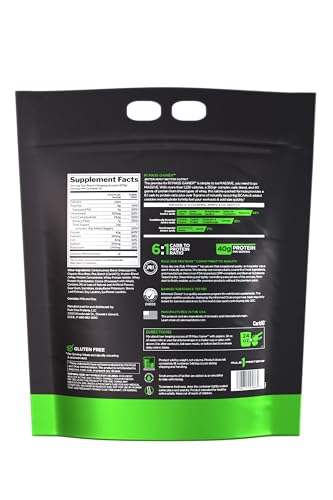 Rule1 Mass Gainer nutrition panel details calories, carbs, and protein for meal planning