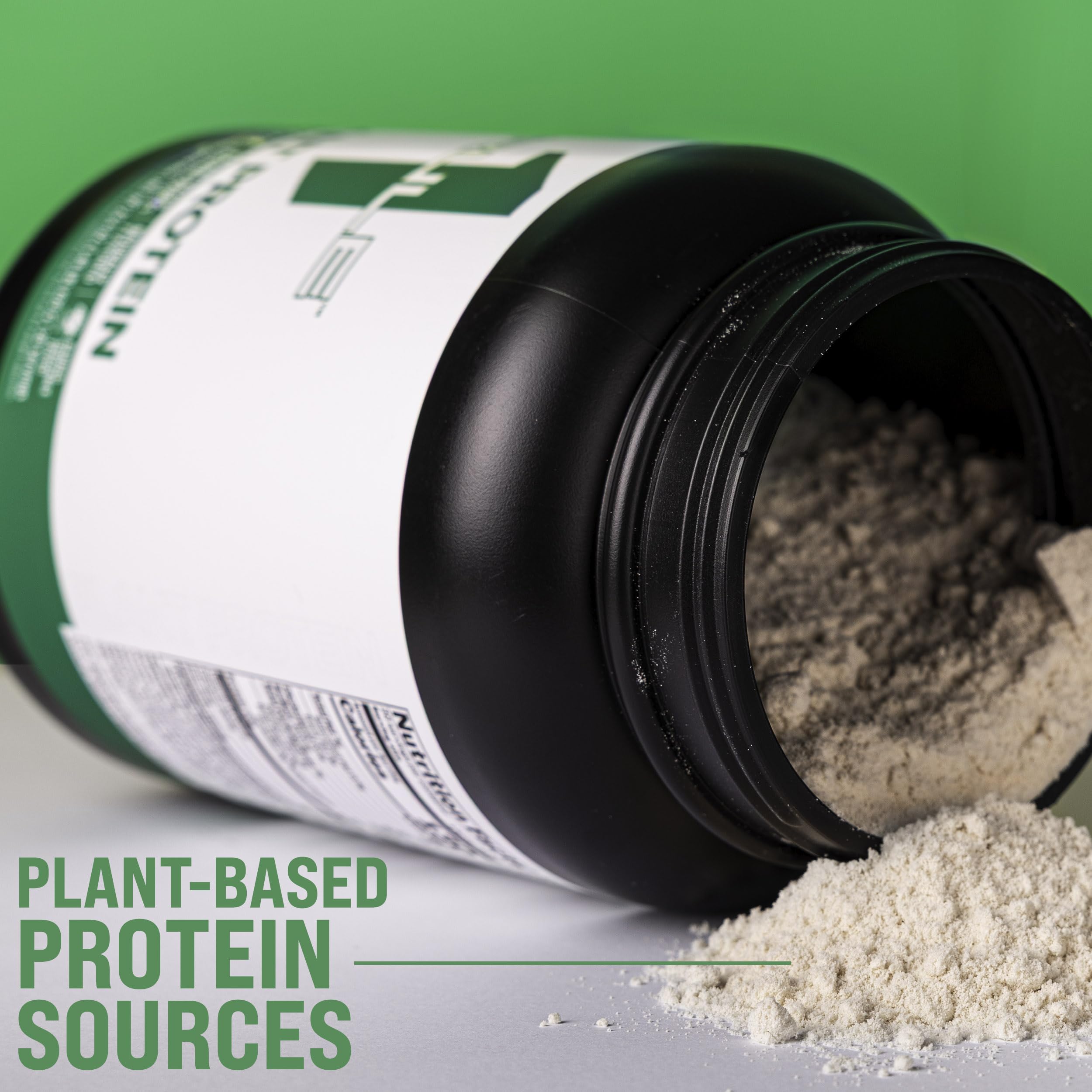 Rule 1 Plant Protein dark chocolate label—high protein blend in a GMP-certified package.
