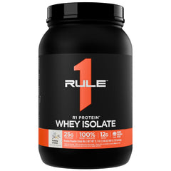 Rule 1 R1 Protein Whey Isolate Vanilla Créme container ready for daily protein