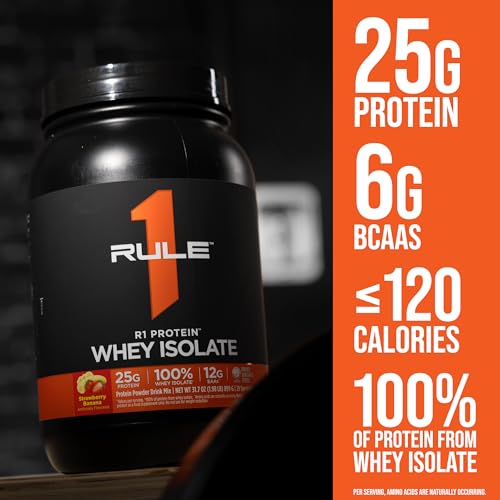 Rule 1 R1 Protein Whey Isolate being mixed into a creamy shake