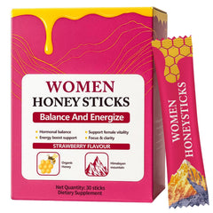 Rulinal Bloomin Honey Sticks Shilajit strawberry image for energy and balance.