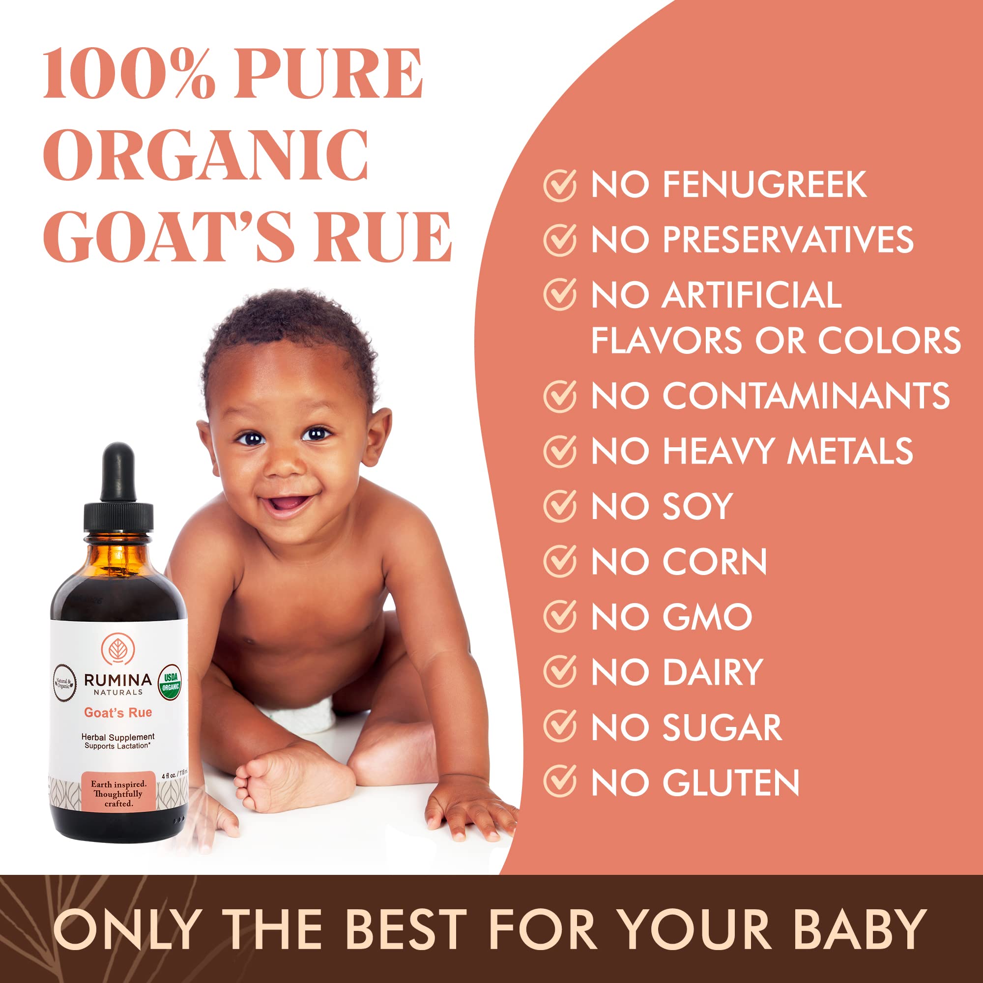 Rumina Naturals Goats Rue bottle insert with usage guidance.