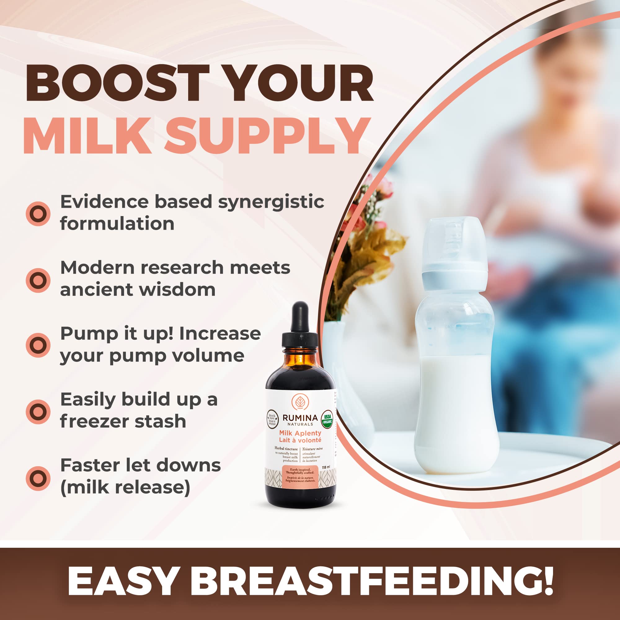 Packaging box of Milk Aplenty showing organic certification and vegan formula.