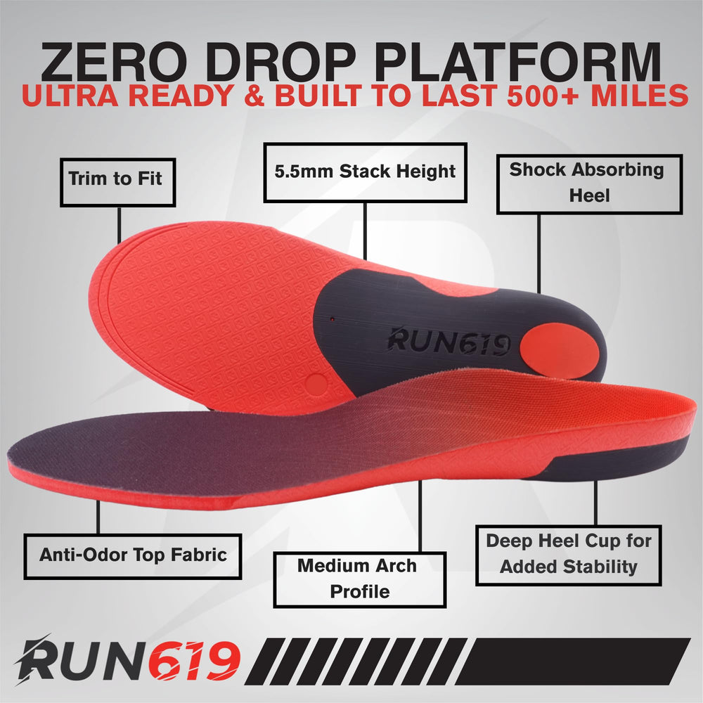 Run 619 MFM insoles zero-drop geometry promotes natural stride