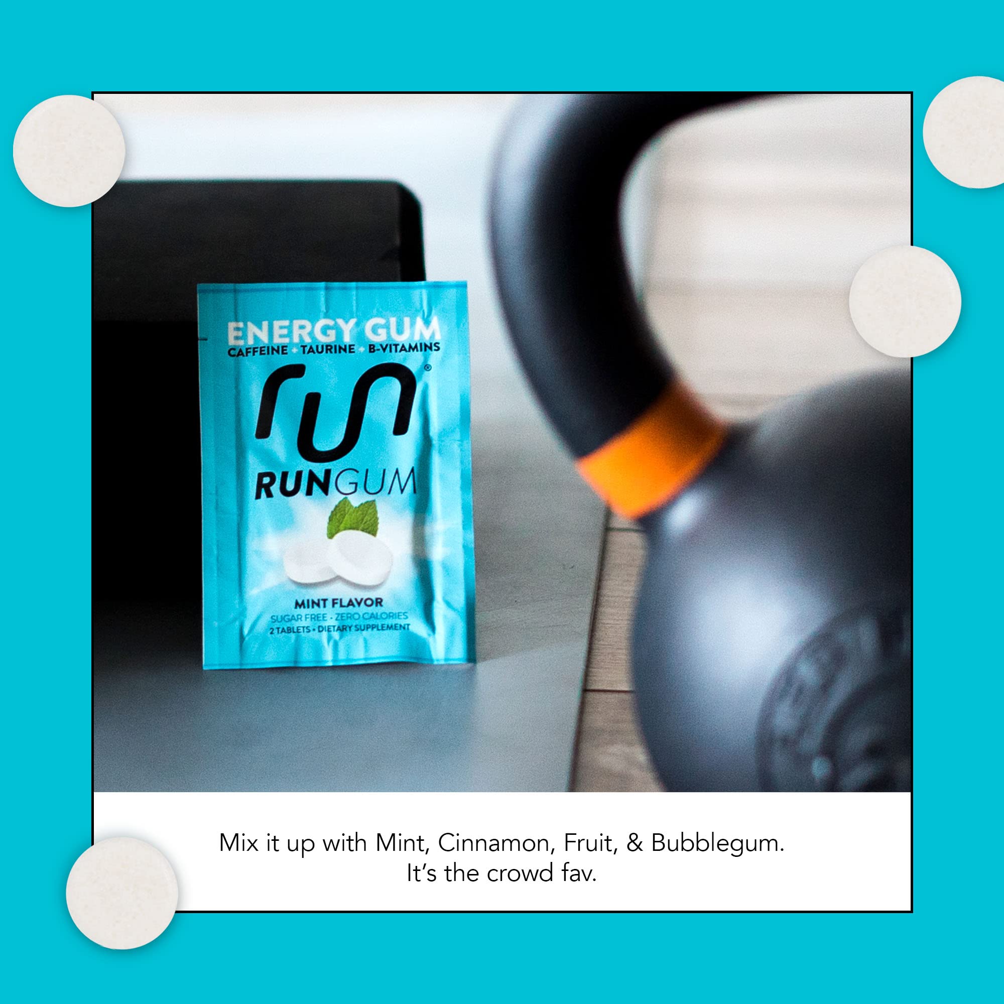 Run Gum sugar-free xylitol composition shown for tasty no-calorie option.