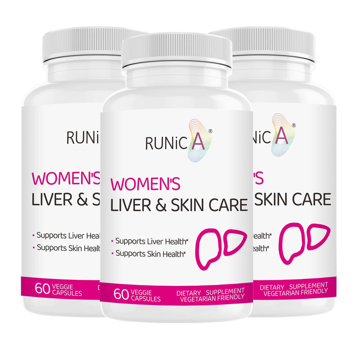 RUNICA 300 Milk Thistle bottle front promotes liver support for women.