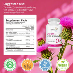 RUNICA 300 Milk Thistle capsules close-up highlights plant-based capsules.