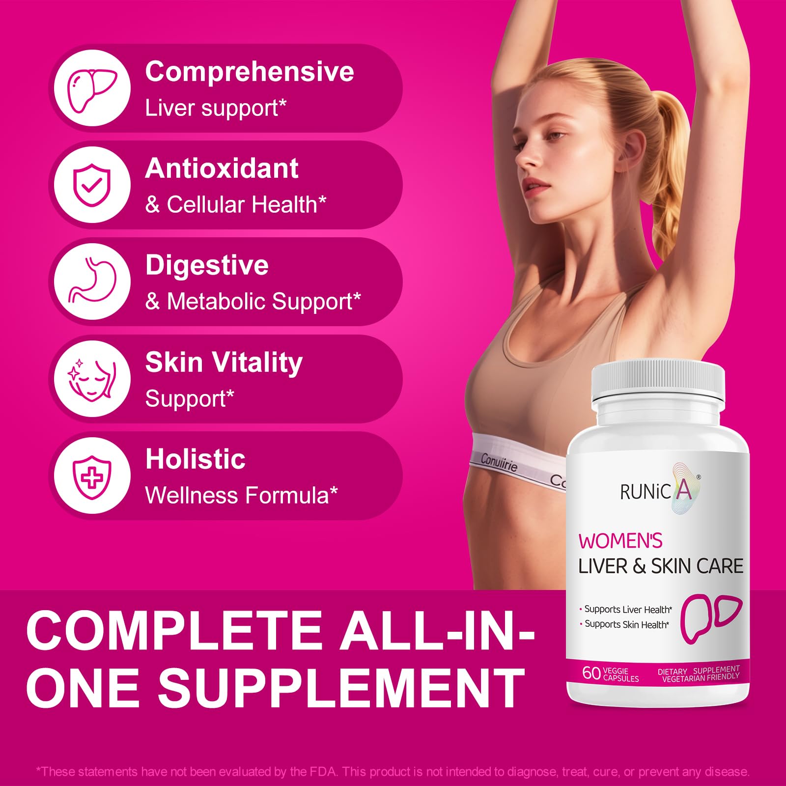 RUNICA 300 Turmeric bottle highlights golden spice support.