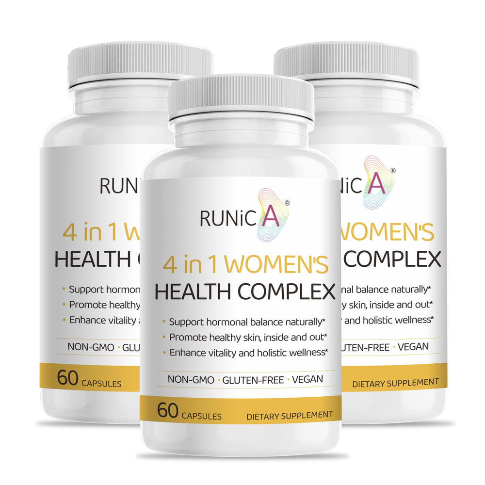 RUNICA 4in1 bottle front showing capsules for hormonal balance and beauty support