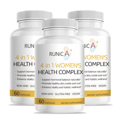 RUNICA 4in1 bottle front showing capsules for hormonal balance and beauty support