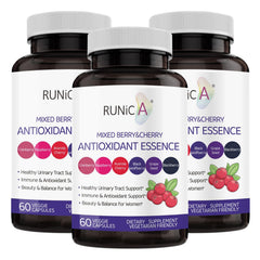 RUNICA 6X 6-in-1 capsules with mixed berry and cherry blend for daily antioxidant support.