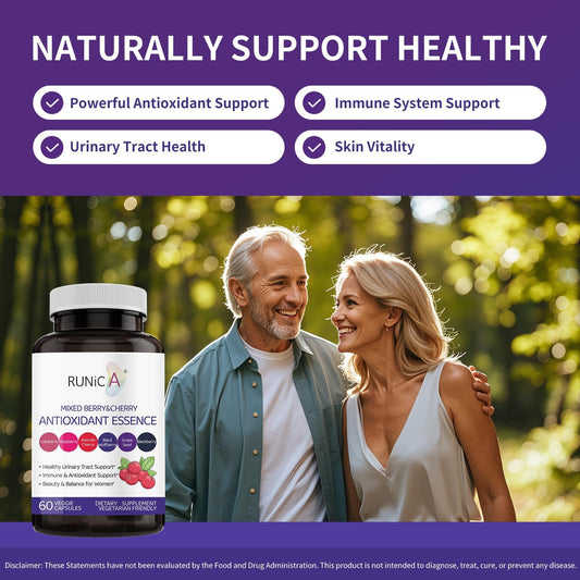 RUNICA berry capsules close-up for convenient daily antioxidant support.