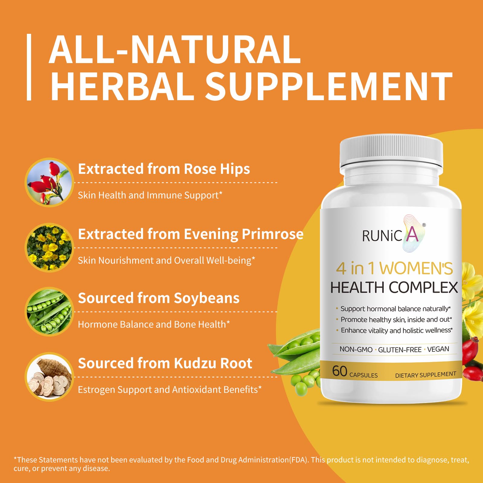 RUNICA 4-in-1 capsules conveying energy and mood support for daily use