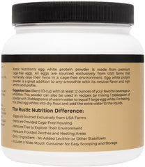 Rustic Nutrition egg white powder scoop for quick protein boosts in smoothies