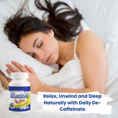 RUTA Daily De-Caffeinate capsules packaging highlights non-addictive relaxation.