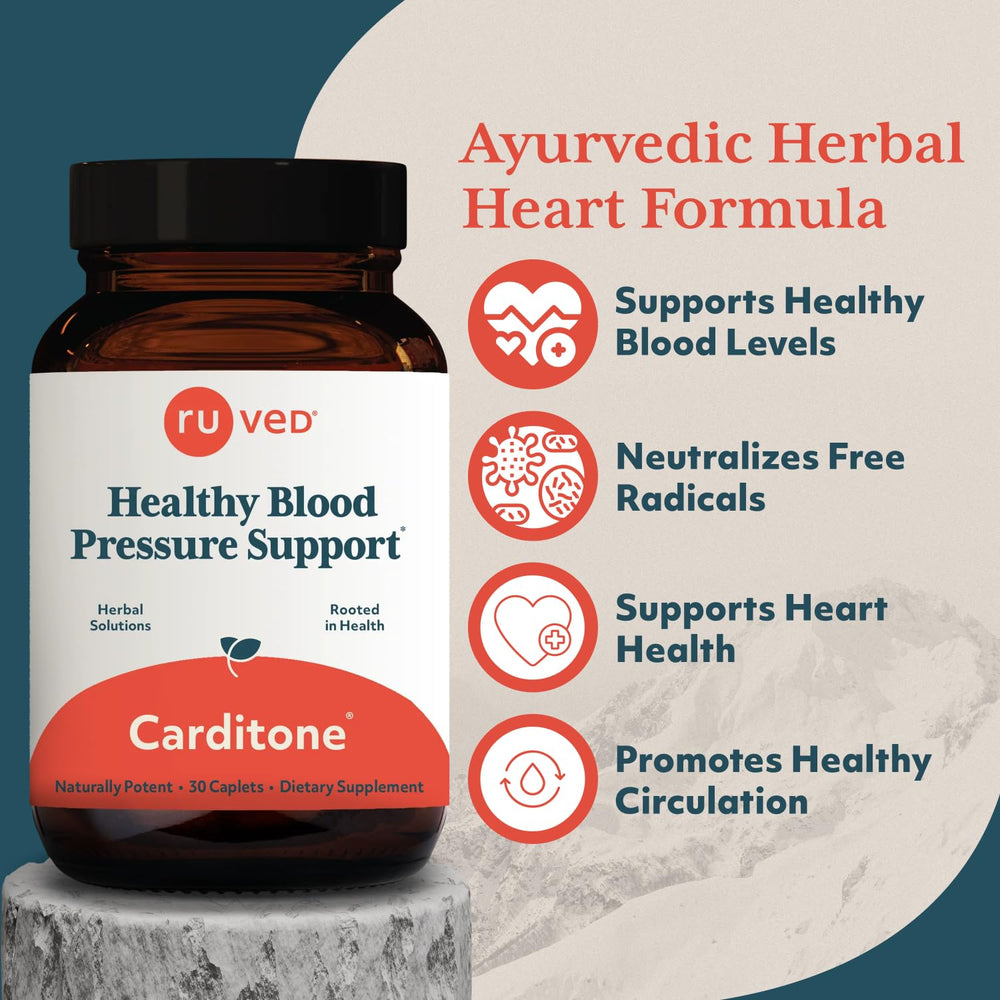 RU-VED Carditone bottle back label highlighting ingredients and vegan formula.