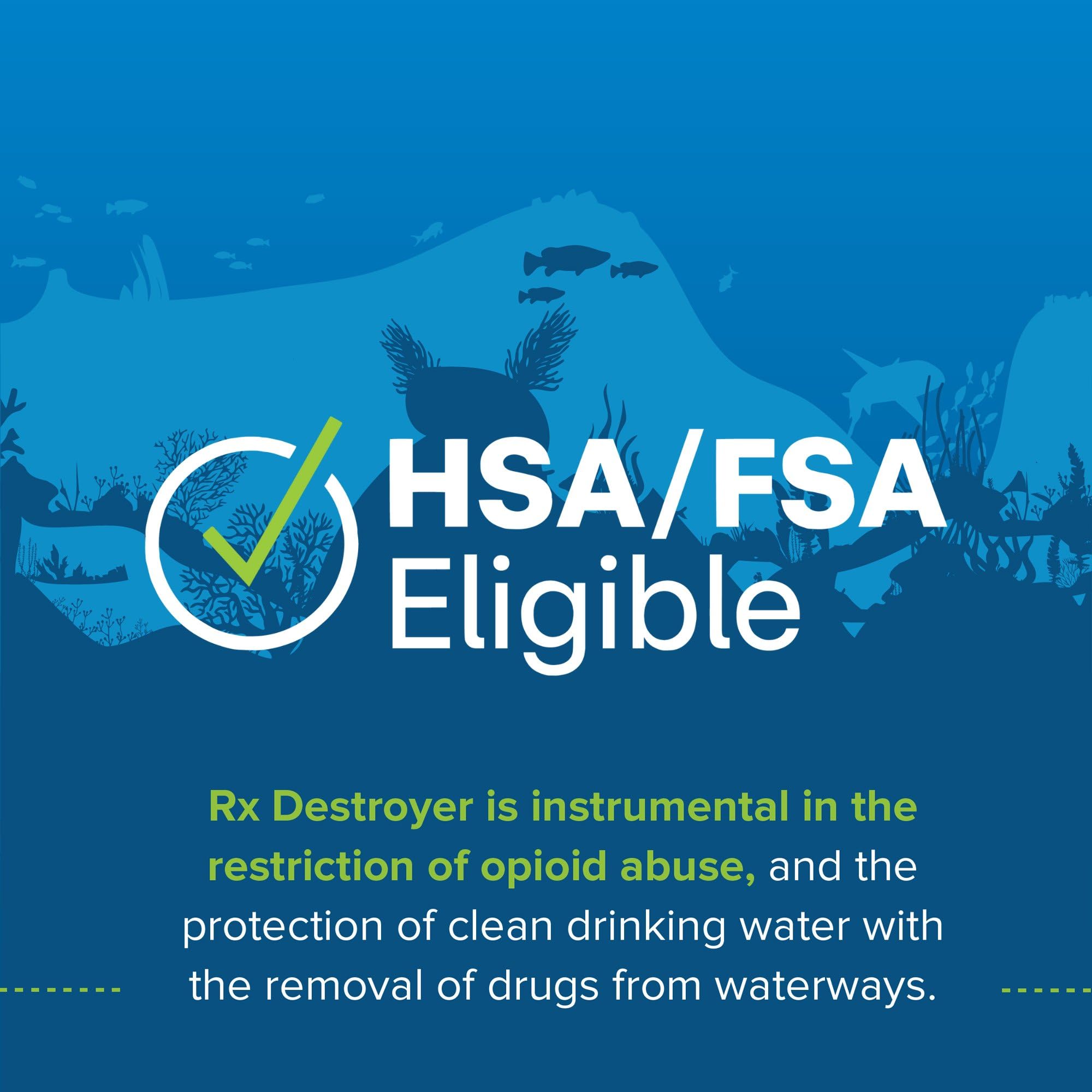Rx Destroyer liquid-form bottle demonstrates versatile medicine disposal options.