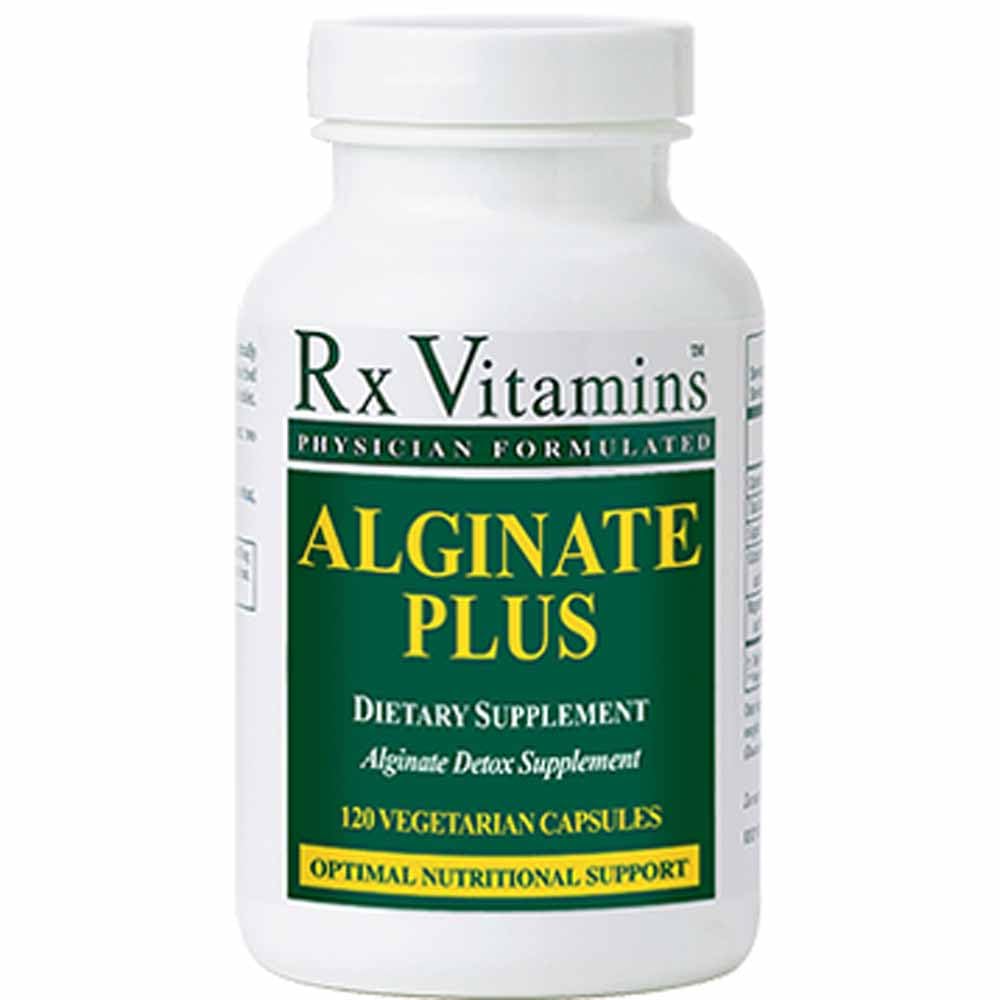 Rx Vitamins Alginate Plus bottle with 120 capsules for daily digestive support.