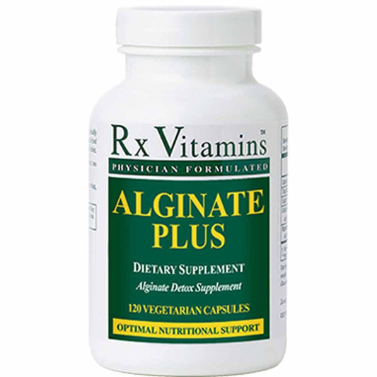 Rx Vitamins Alginate Plus bottle with 120 capsules for daily digestive support.