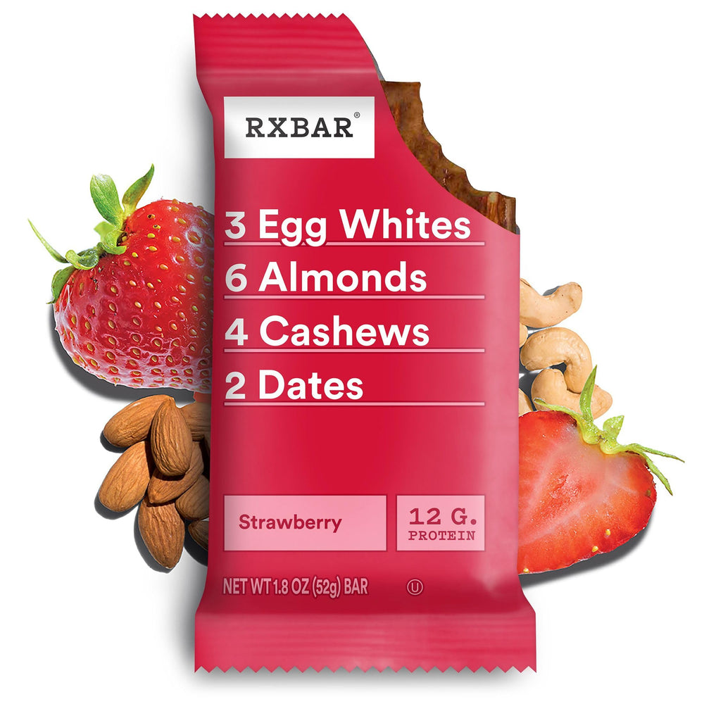 RXBAR Strawberry Bars breakfast-ready snack on the go.
