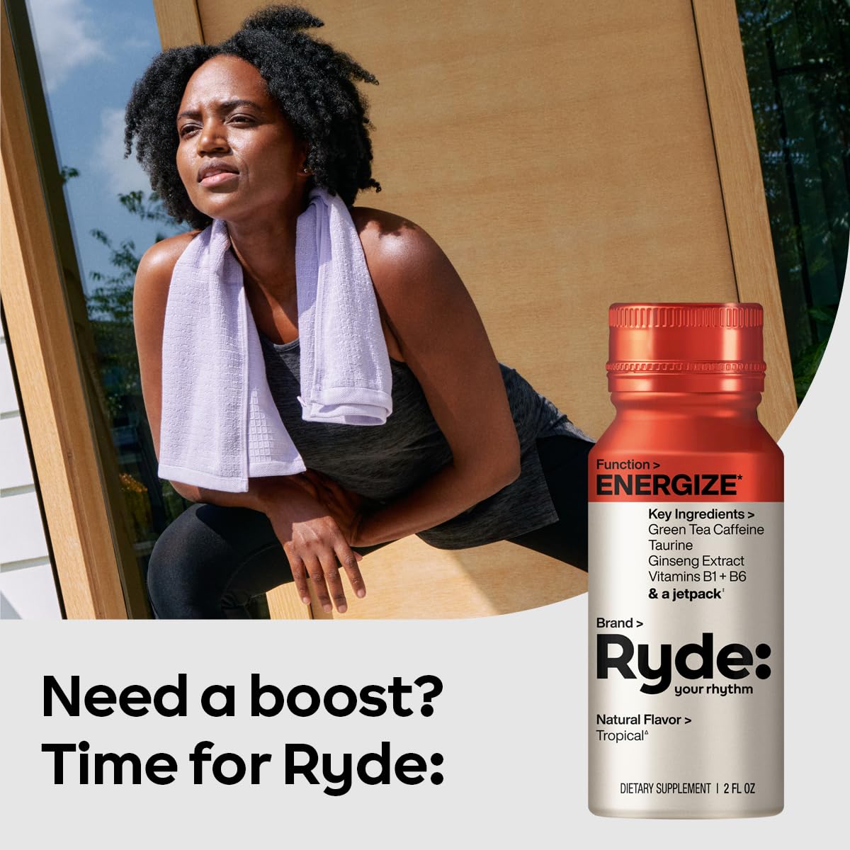 Ryde Energize Shot on-the-go use quick lift during tasks