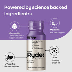 Ryde Sleep 24-pack display shows convenient multi-bottle setup for regular use.