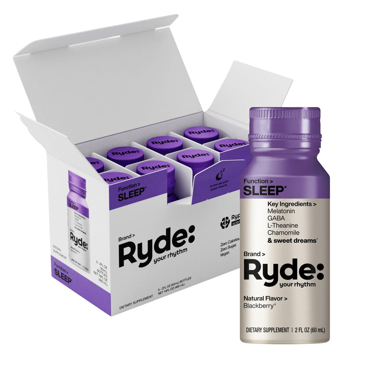 RYDE SLEEP 2oz bottle for travel and bedtime rituals.