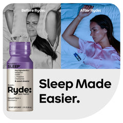 Ryde Sleep bottle pour demonstrates fast-acting, on-the-go bedtime support.
