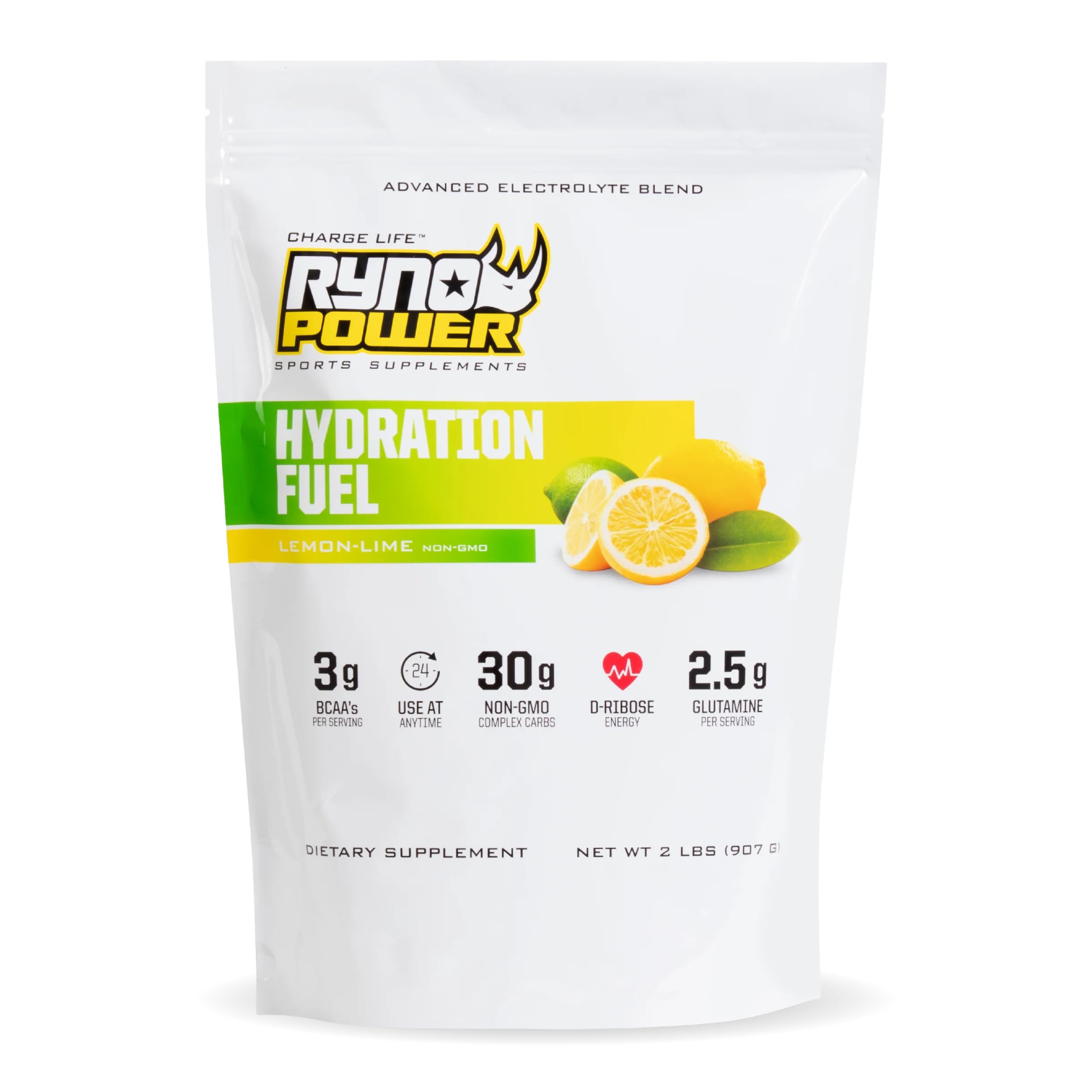 Ryno Power Hydration Fuel Lemon Lime powder container for quick workout hydration