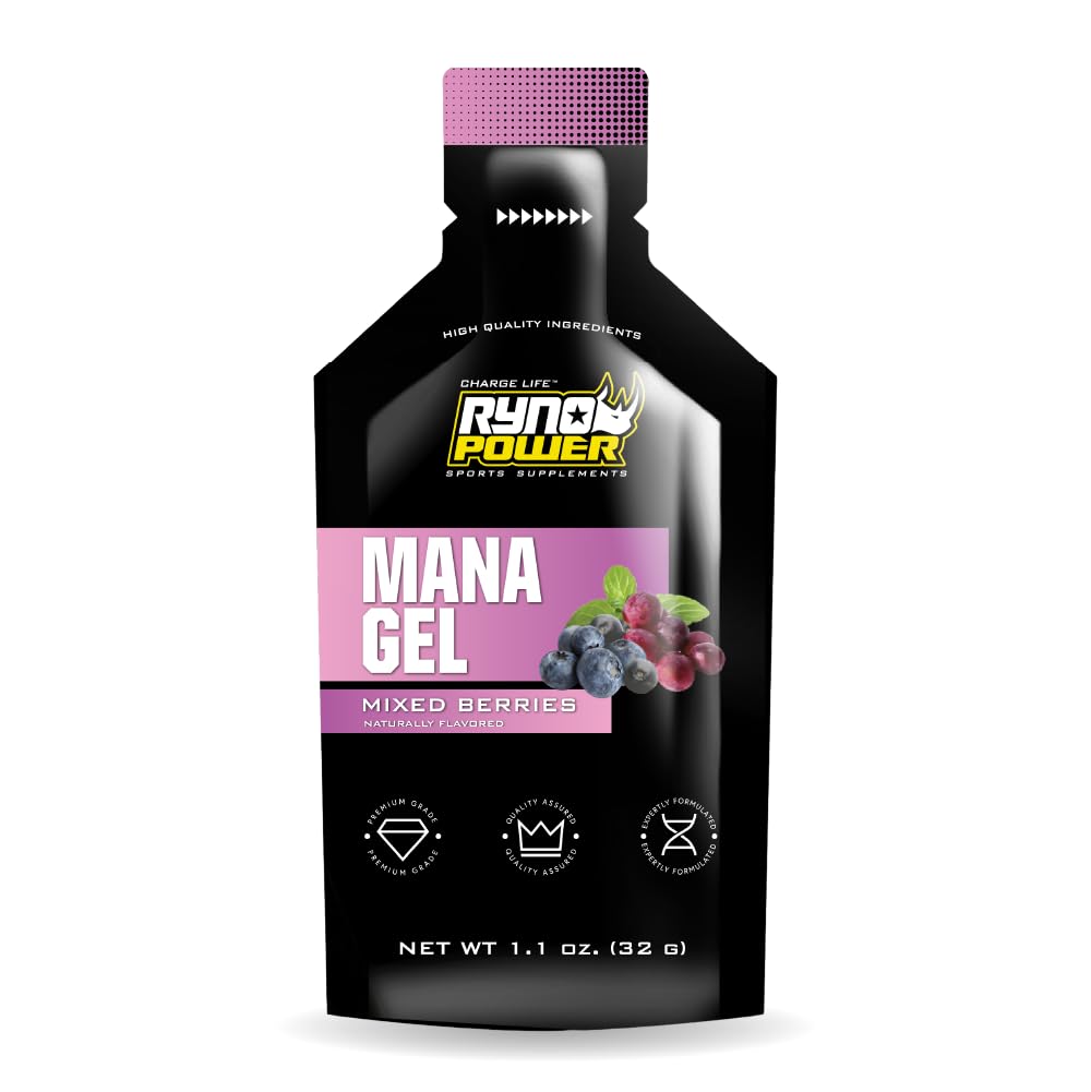 Close-up of Ryno Power Mana gel caddy open pack for on-the-go fueling