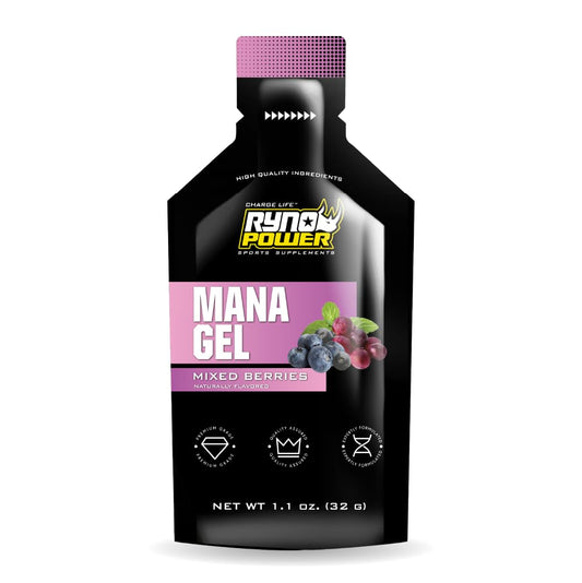 Close-up of Ryno Power Mana gel caddy open pack for on-the-go fueling