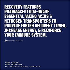 Close-up of the Ryno Power Recovery label on veggie capsules.
