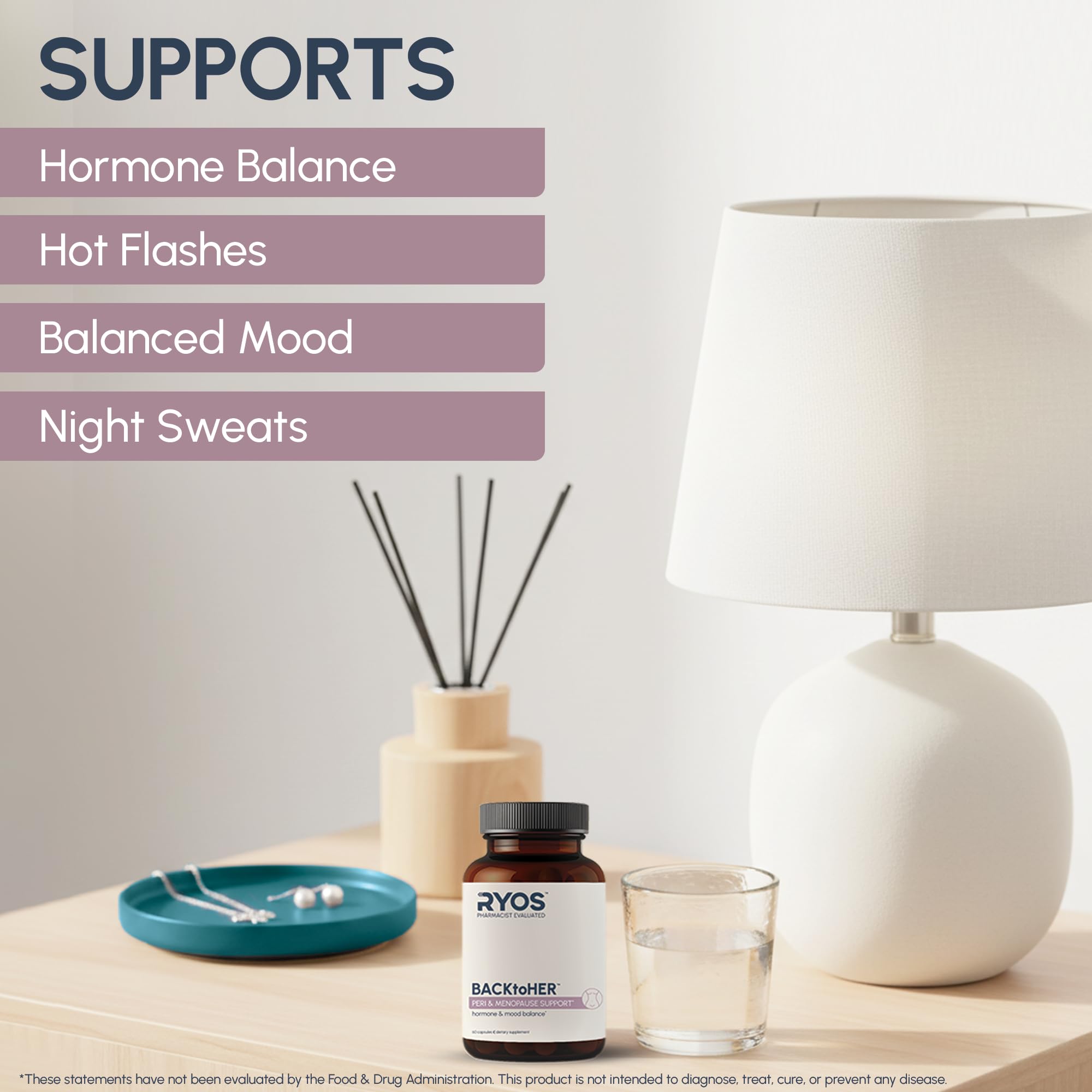 RYOS BACKtoHER capsules close-up for daily vitality during perimenopause.