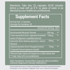 RYOS RefuseToAge label closeup with 60 vegan capsules and USA manufacturing.