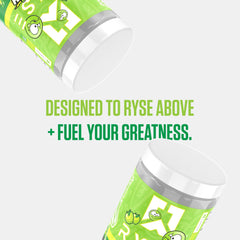 RYSE Up Supplements brand logo on tub for brand recognition.